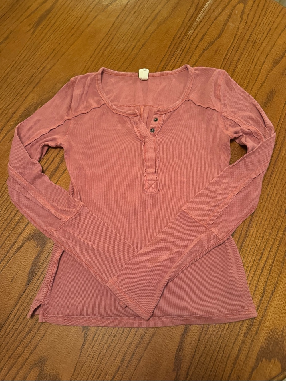 We The Free Dusty Rose Long-Sleeve Henley Tee